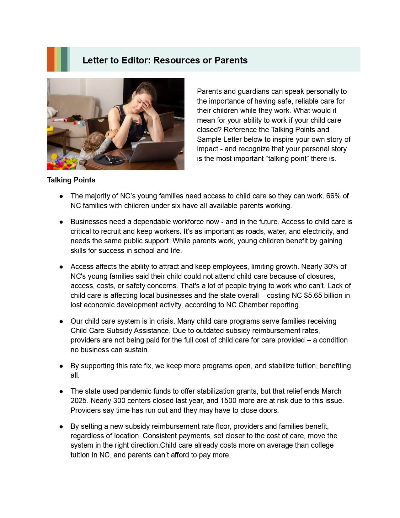 Letter to Editor Parent Resources